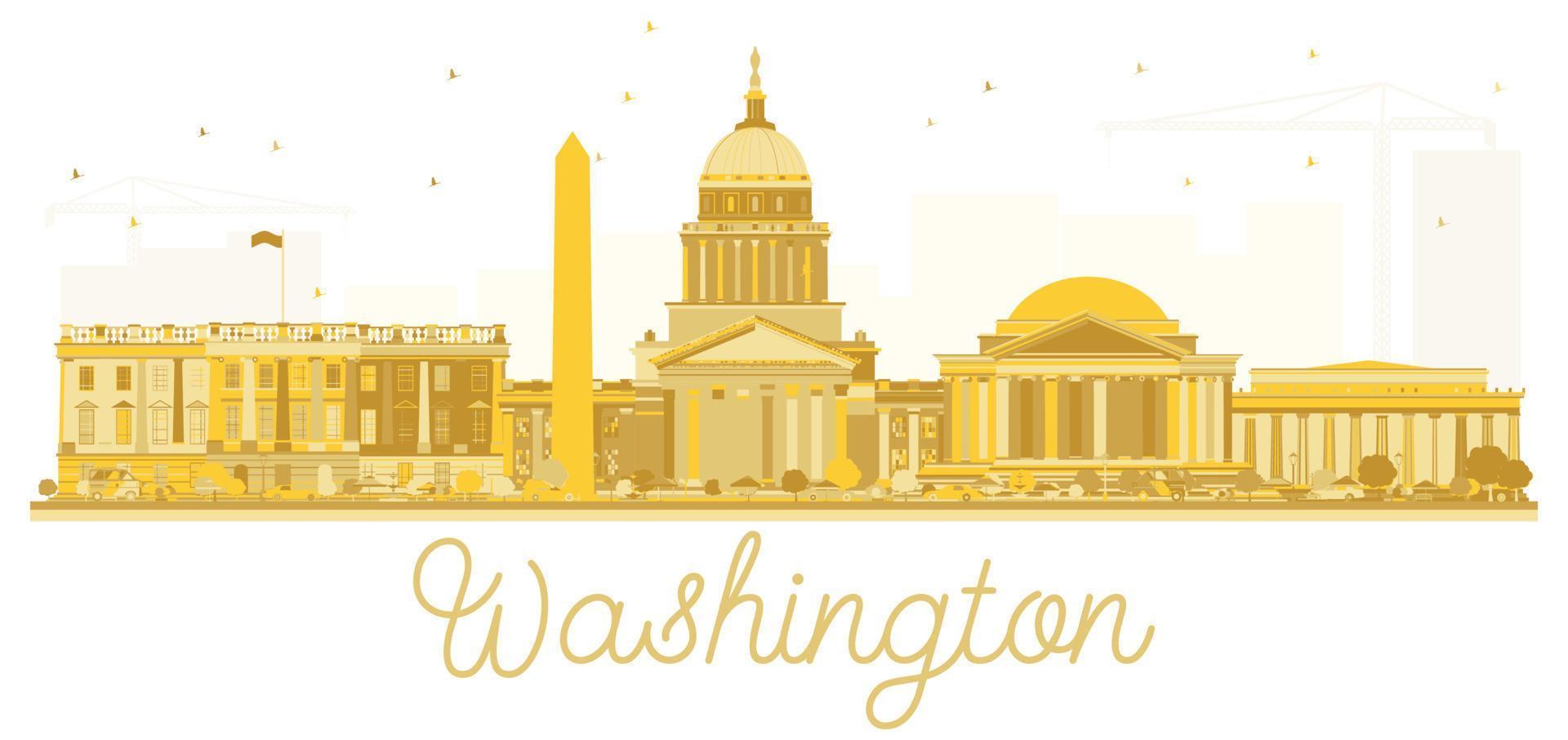 Washington DC EUA cidade skyline silhueta dourada. vetor
