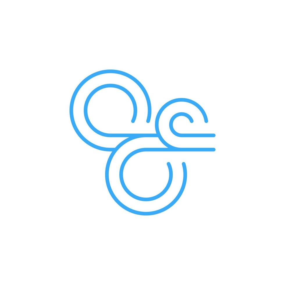 ícone ou símbolo de linha criativa azul do conceito de vento vetorial vetor