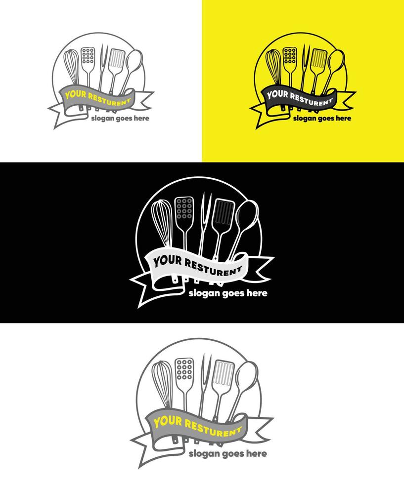 design de logotipo de serviço de alimentação de restaurante vetor