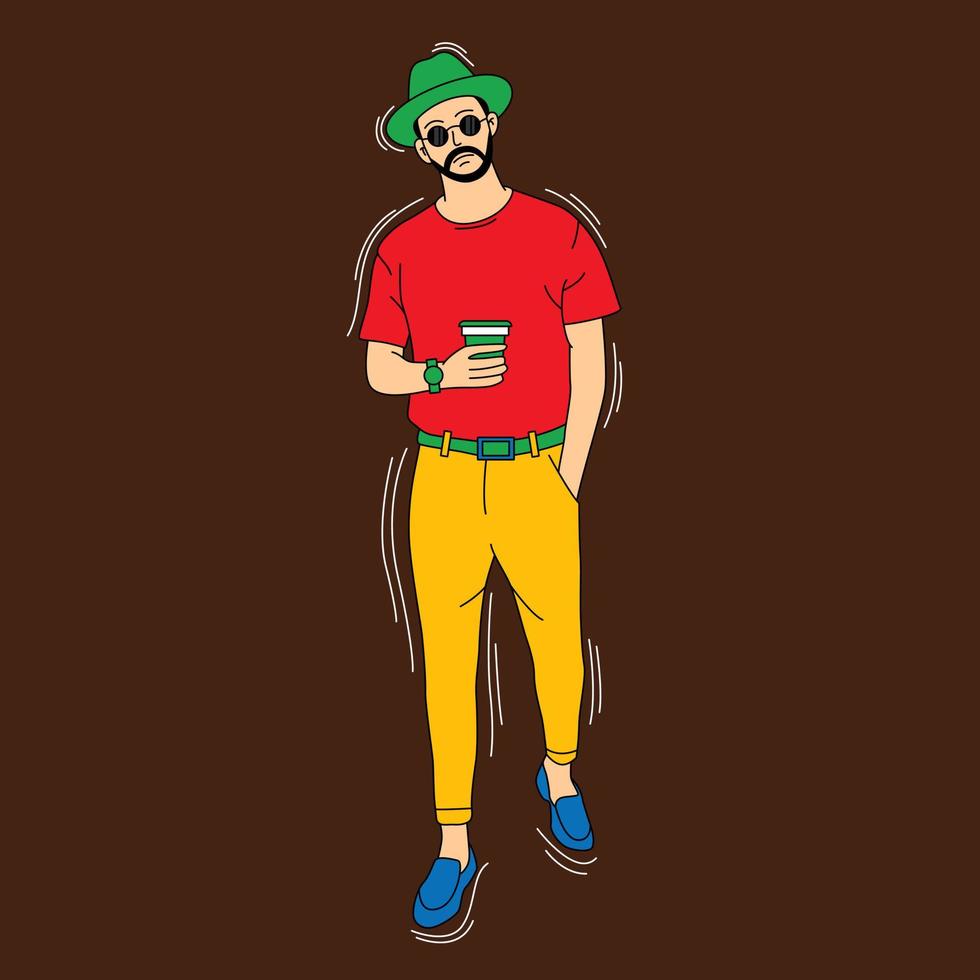 ilustração vetorial de vestido estilo homem e pose vetor