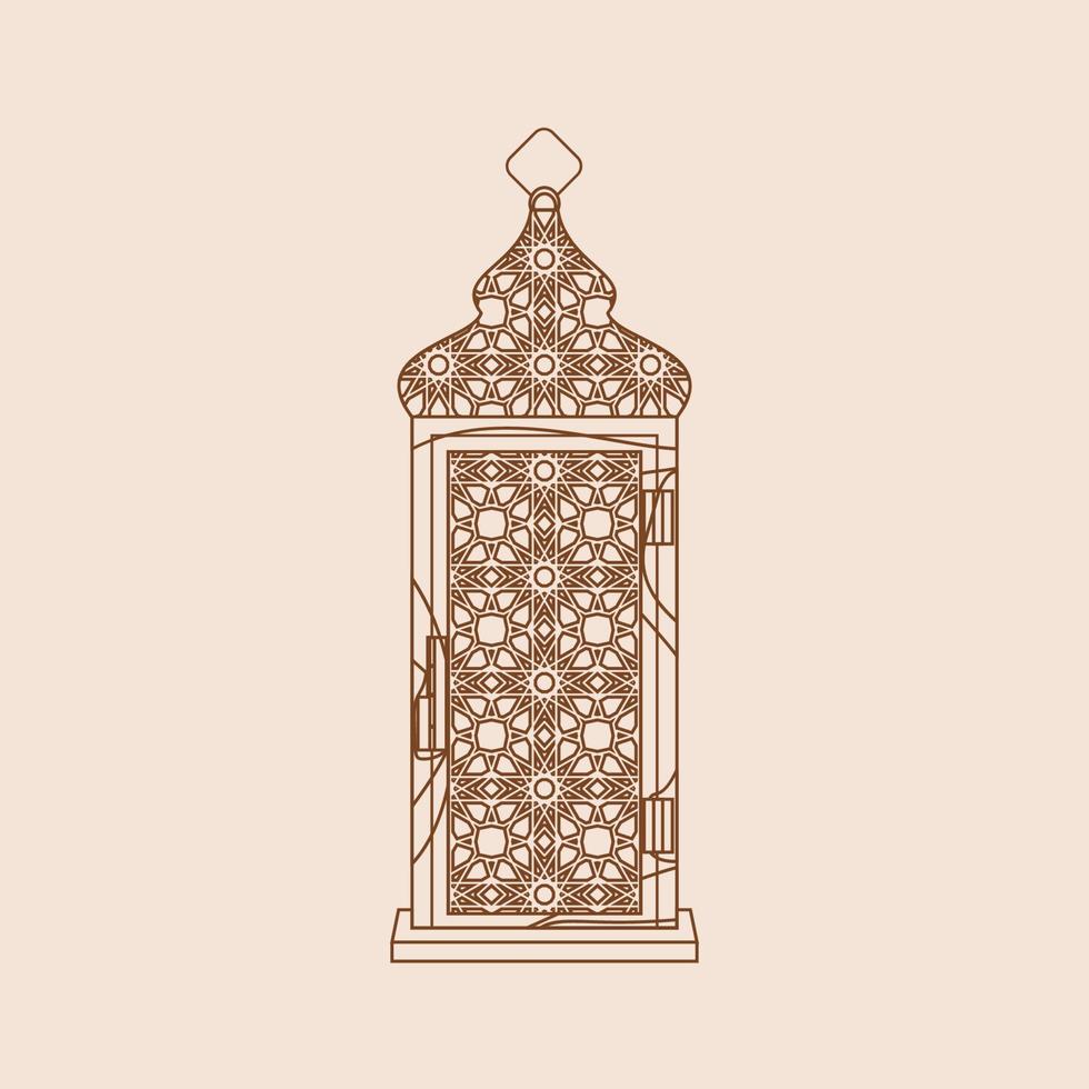 ilustração vetorial isolada de lanterna árabe padronizada em pé editável em estilo de contorno para fins de tema ocasional islâmico, como ramadã e eid também necessidades de design de cultura árabe vetor