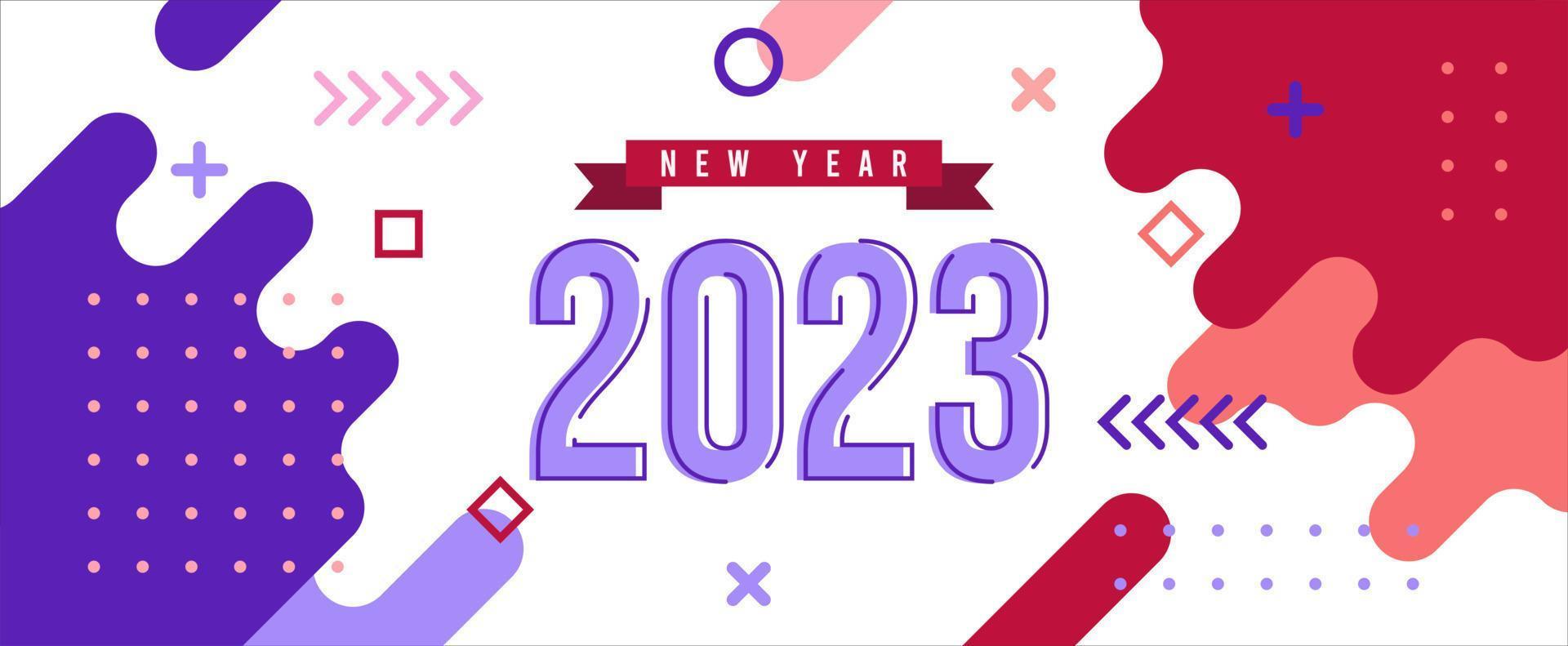 banner de ano novo 2023 com fundo abstrato geométrico moderno. feliz ano novo design de cartão para o ano de 2023 vetor