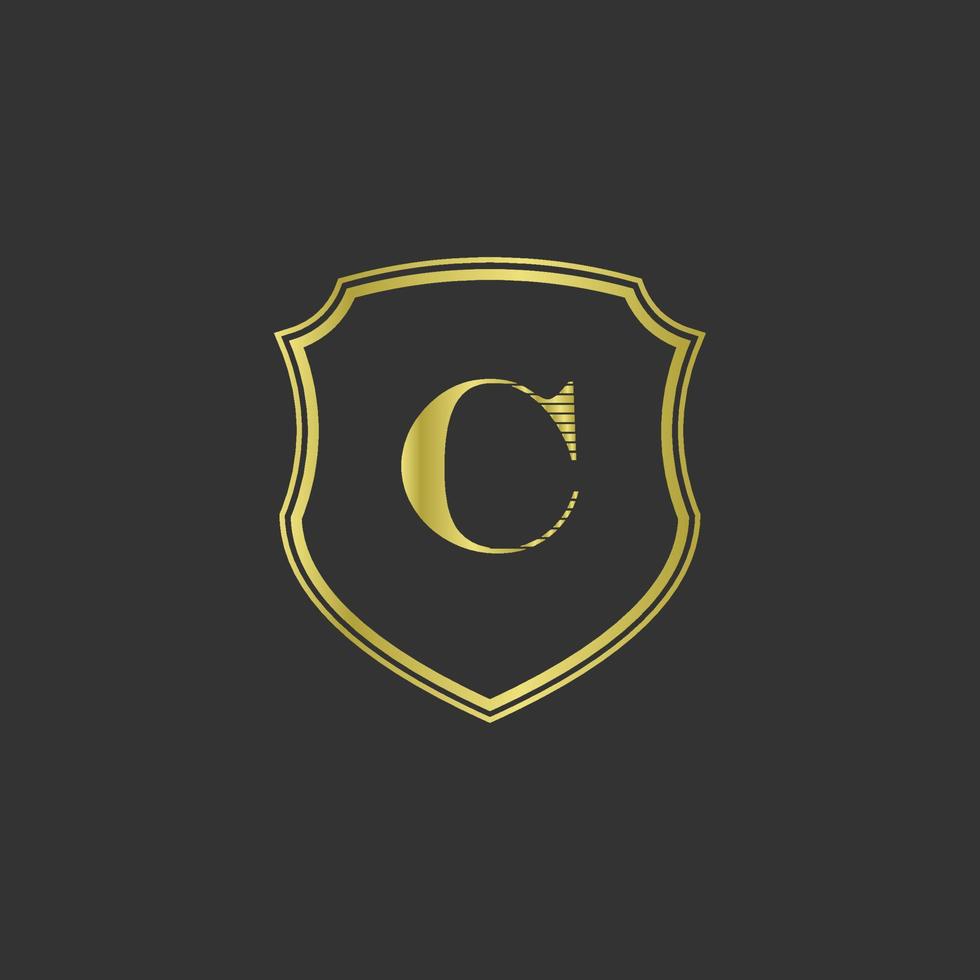 iniciais c logotipo dourado elegante vetor