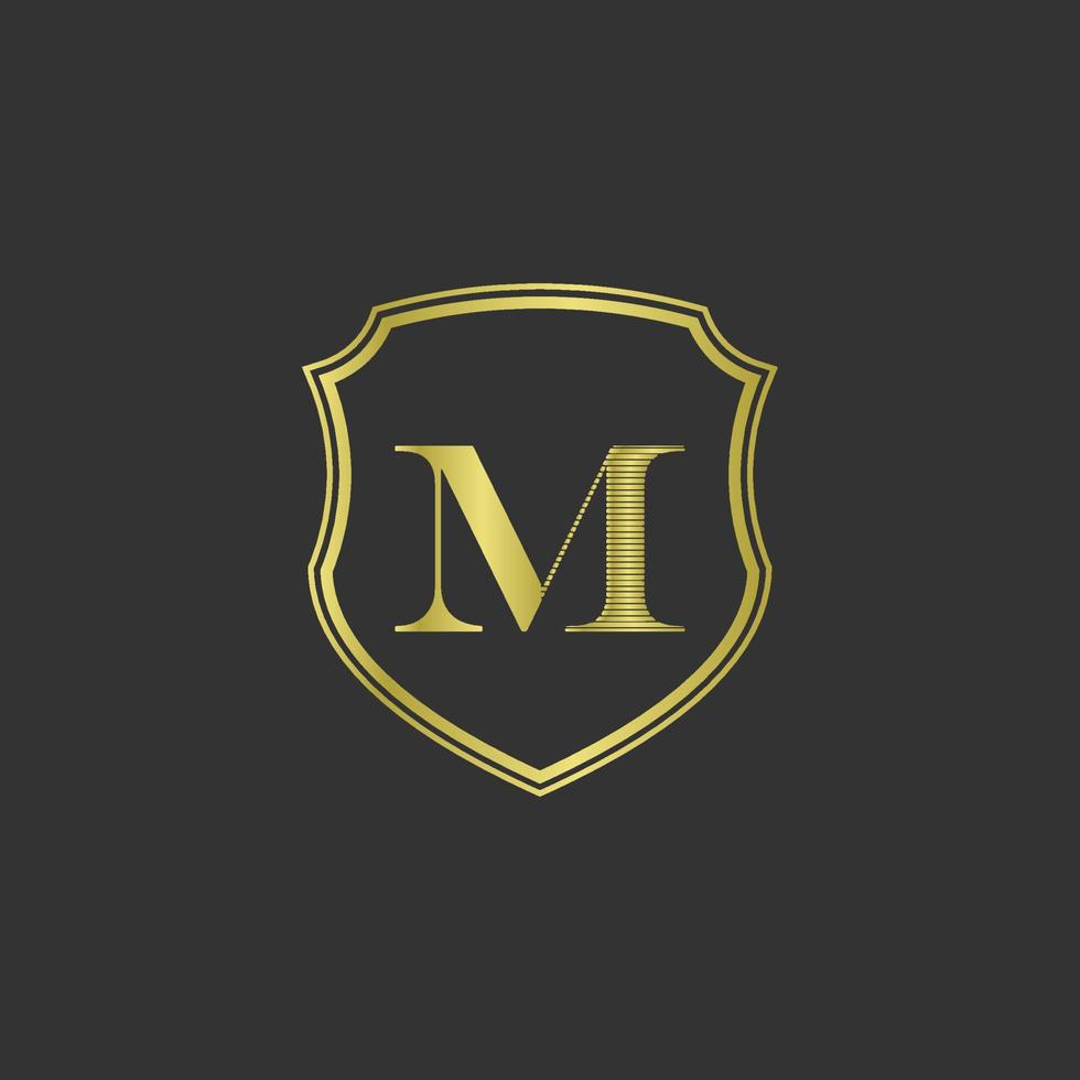 iniciais m elegante logotipo dourado vetor