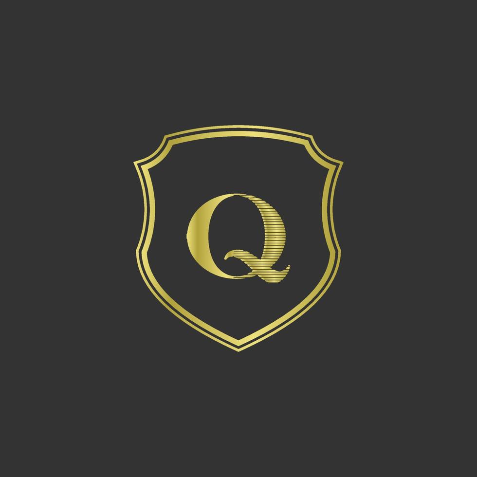 iniciais q logotipo dourado elegante vetor