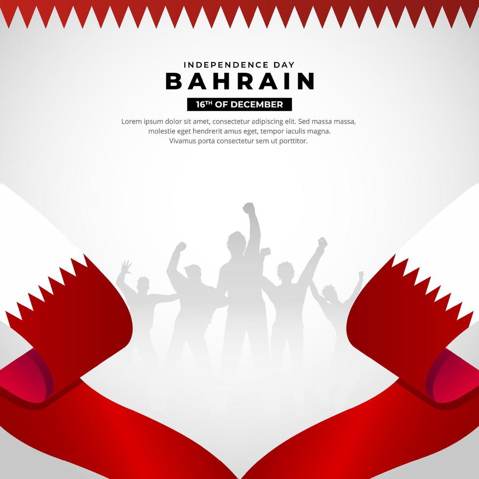 vetor de design do dia da independência do Bahrein com silhueta de soldado e fundo de bandeira ondulada