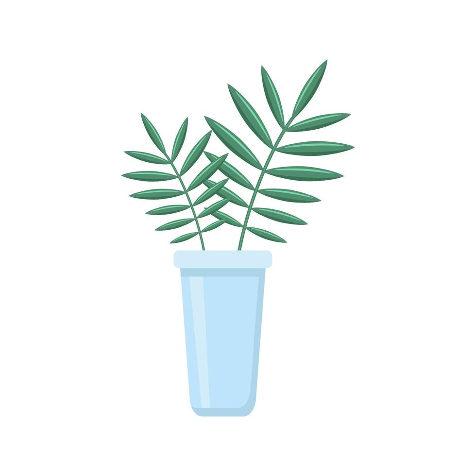 vaso com folhas de palmeira. ilustração vetorial vetor