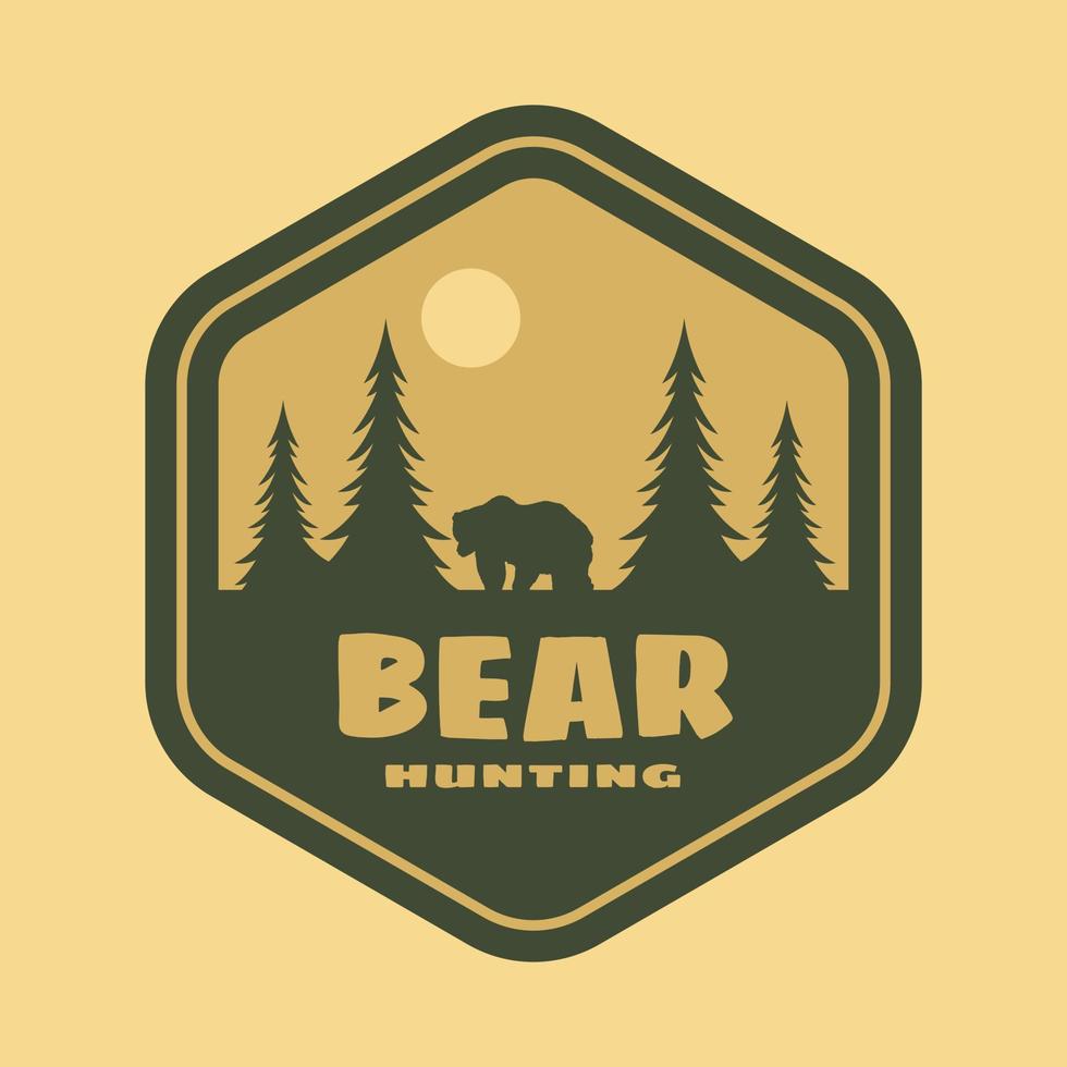 distintivo de caça ao urso desenhado à mão vintage, perfeito para logotipo, camisetas, vestuário e outras mercadorias vetor