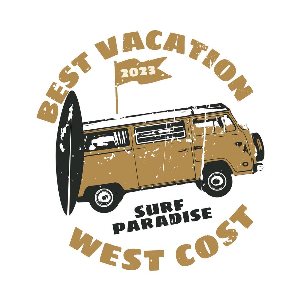 melhor design de camiseta de paraíso de surf de férias vetor
