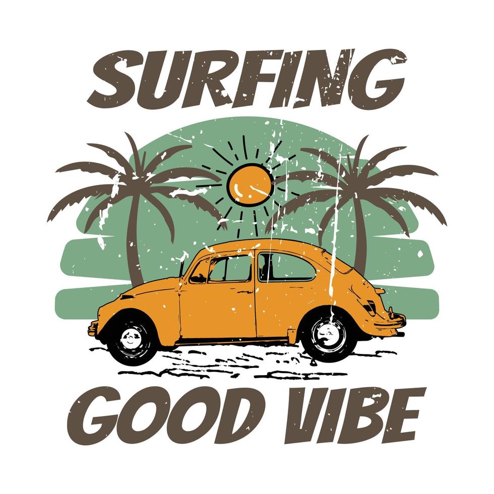 design de camiseta surf good vibe vetor