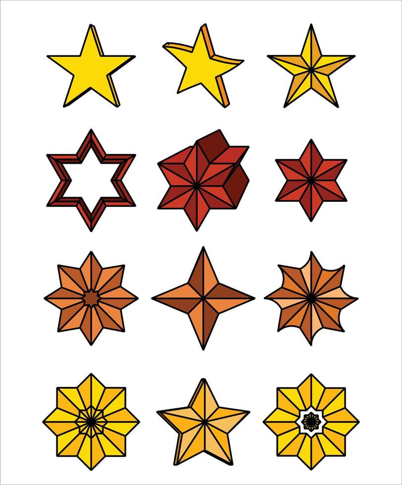 coleção de vetor colorido de decoração de estrelas