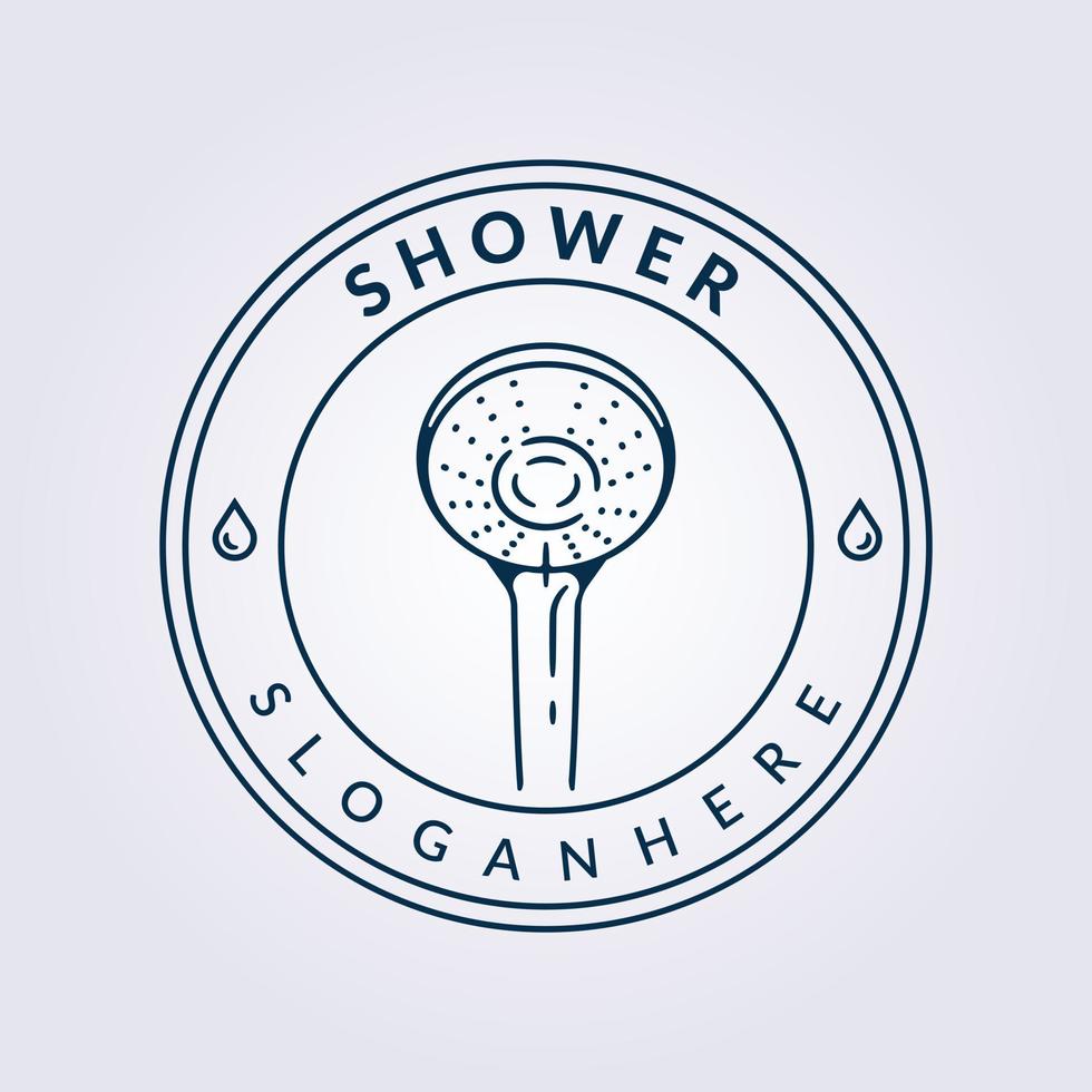 design de ilustração vetorial de linha de logotipo de banheiro de chuveiro de banho crachá vetor