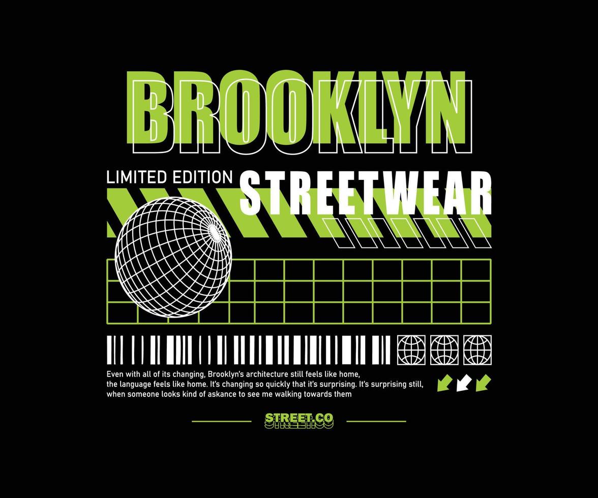 design de camiseta de vestuário do brooklyn, gráfico vetorial, pôster tipográfico ou camisetas streetwear e estilo urbano vetor