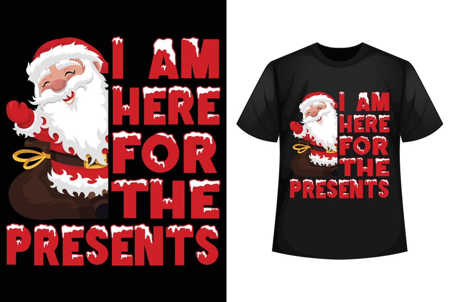 estou aqui para o presente - modelos de design de camisetas de natal vetor