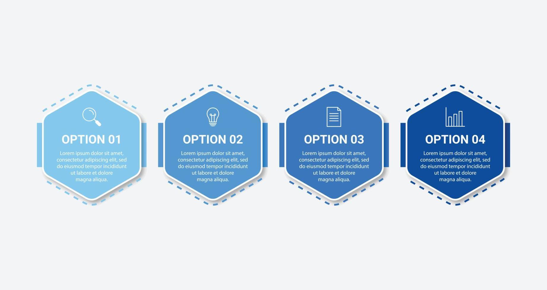 design infográfico com ícones e 4 opções ou etapas. vetor de linha fina. infográfico de conceito de negócio. pode ser usado para infográficos, fluxogramas, apresentações, sites, banners, materiais impressos.