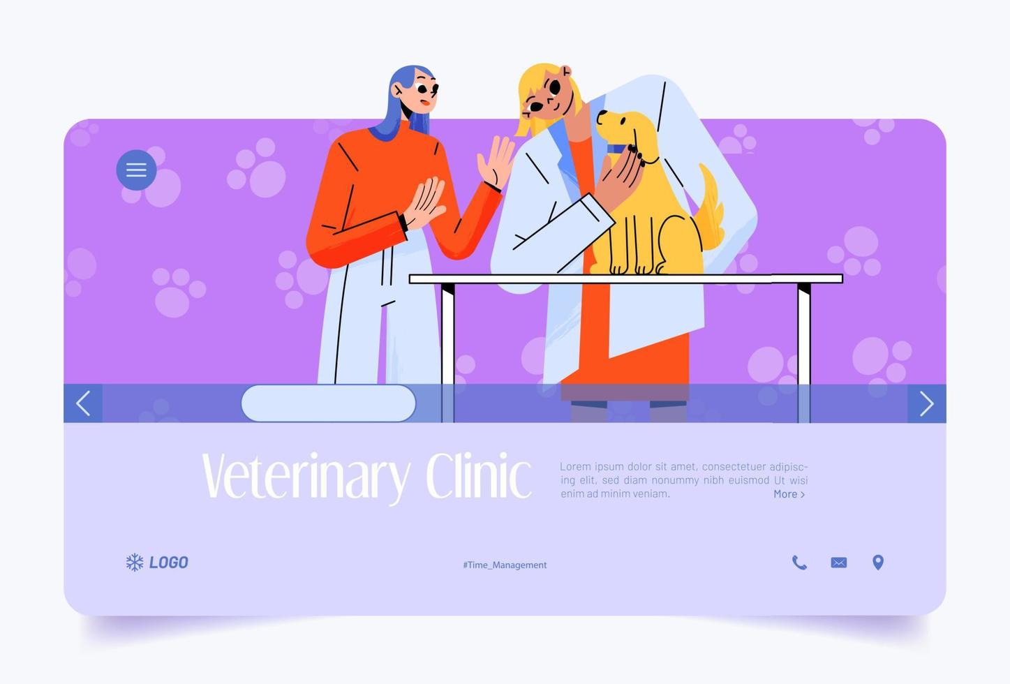 banner web de clínica veterinária, dono de animal de estimação com cachorro vetor