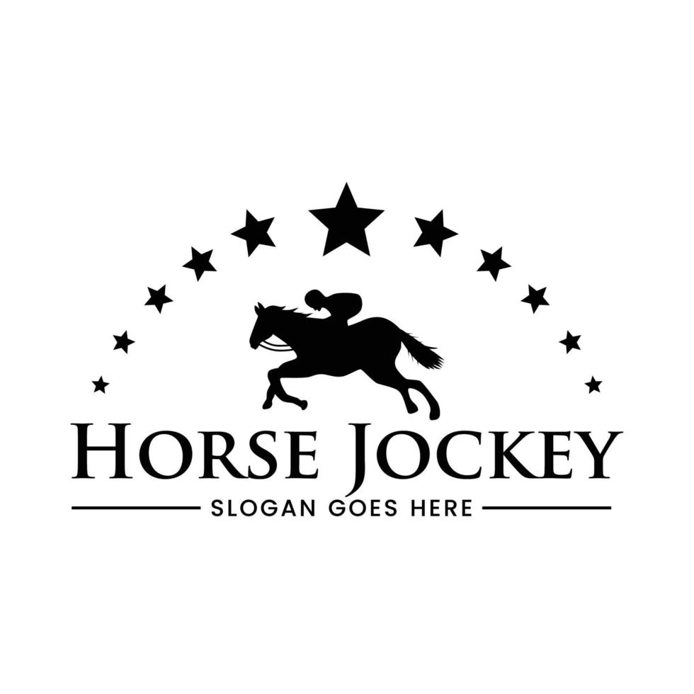 silhueta de design de vetor de logotipo de jóquei de corrida de cavalos