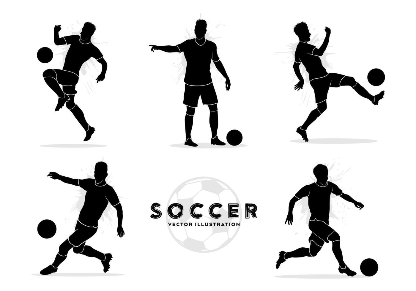 coleção silhueta de jogadores de futebol profissional em ação. ilustração vetorial vetor