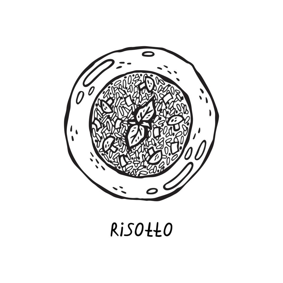 ilustração vetorial desenhada à mão da cozinha italiana. risoto vetor