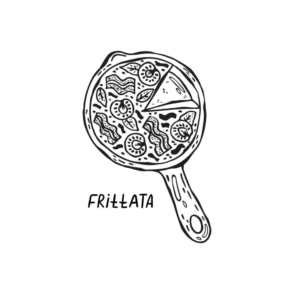 ilustração vetorial desenhada à mão da cozinha italiana. fritada vetor