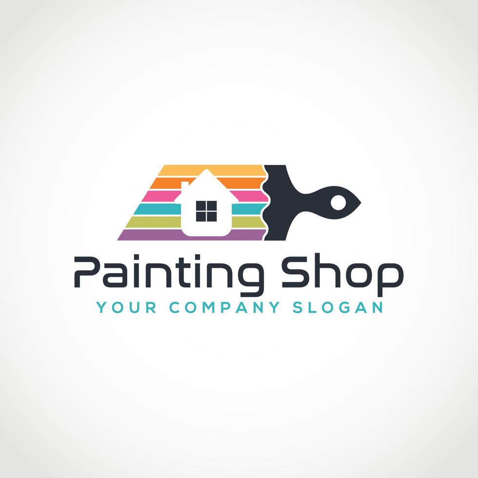 modelo de logotipo de pintura. design de logotipo de pintura de casa. pintura de casas, serviços de pintura, pintura de logotipo. vetor