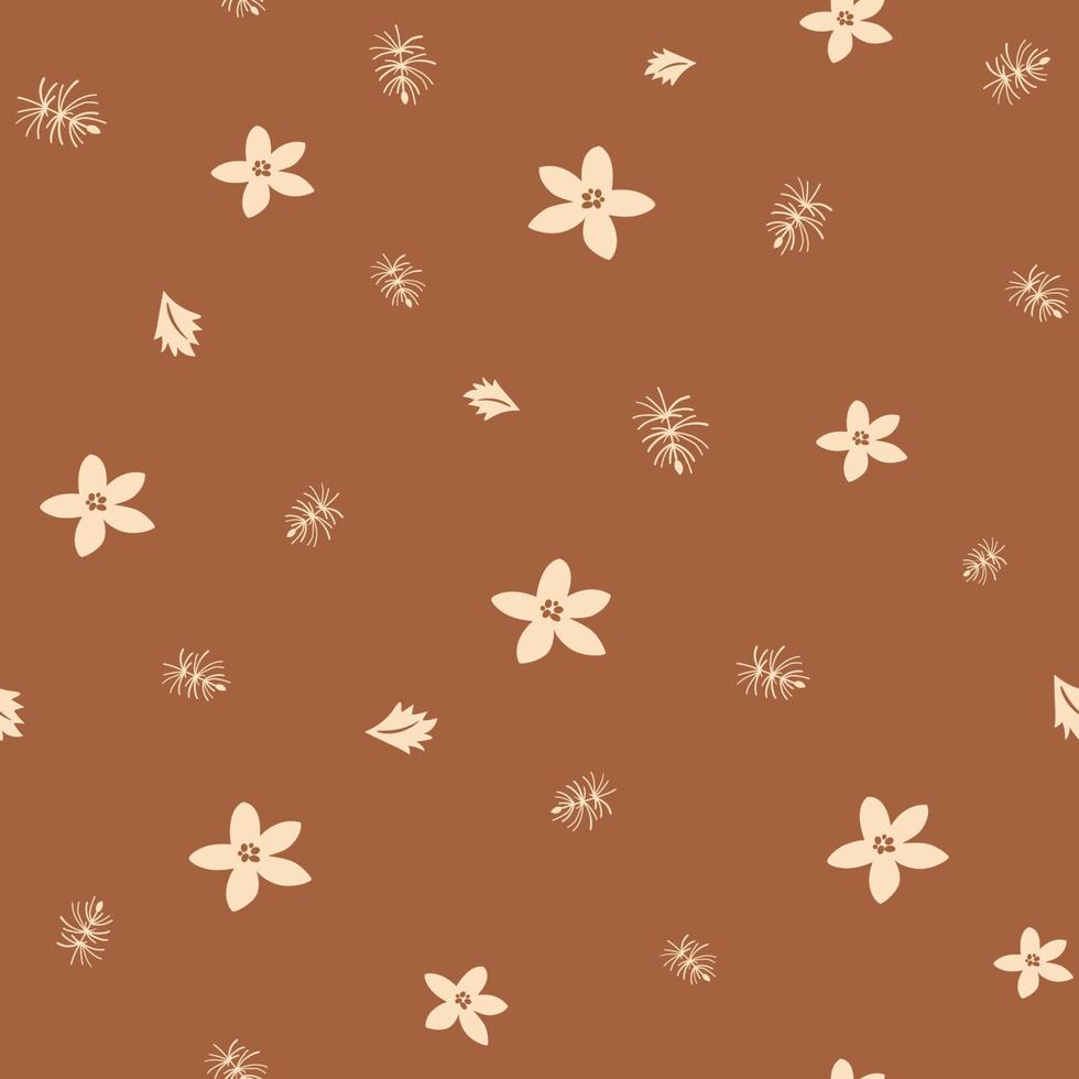 padrão de natal floral boho. poinsétia de flores de natal, padrão sem emenda de ramo de abeto. fundo de flor de natal escandinavo. ilustração vetorial. papel de embrulho de férias de inverno, tecido, impressão. vetor