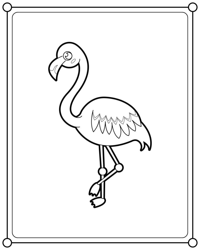 flamingo adequado para ilustração vetorial de página para colorir infantil vetor