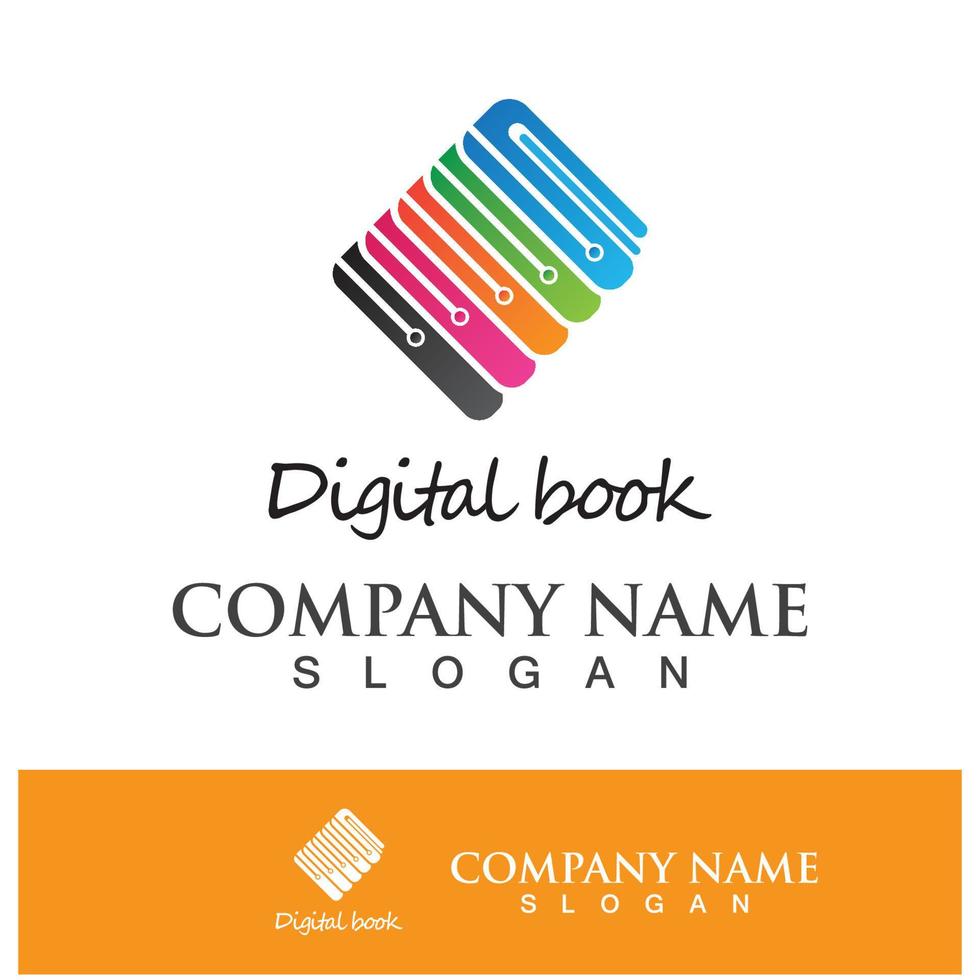 vetor de tecnologia de ícone de logotipo de livro digital