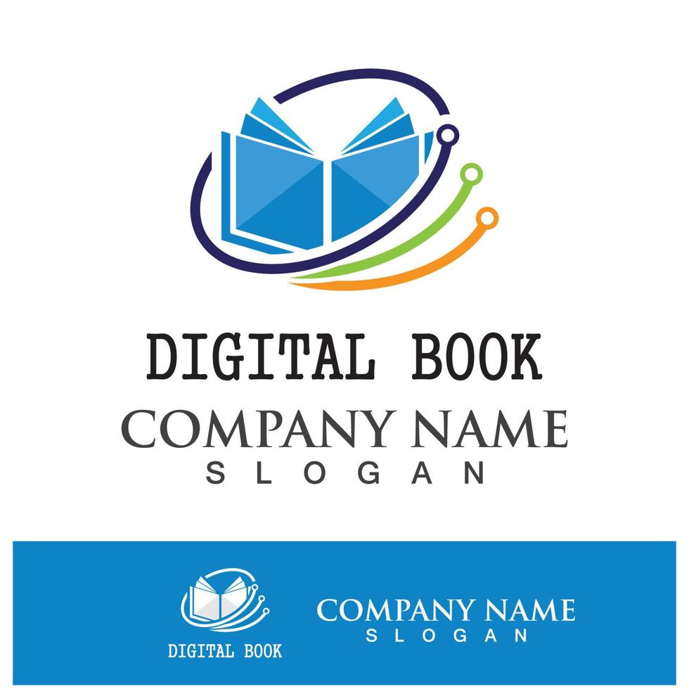 vetor de tecnologia de ícone de logotipo de livro digital