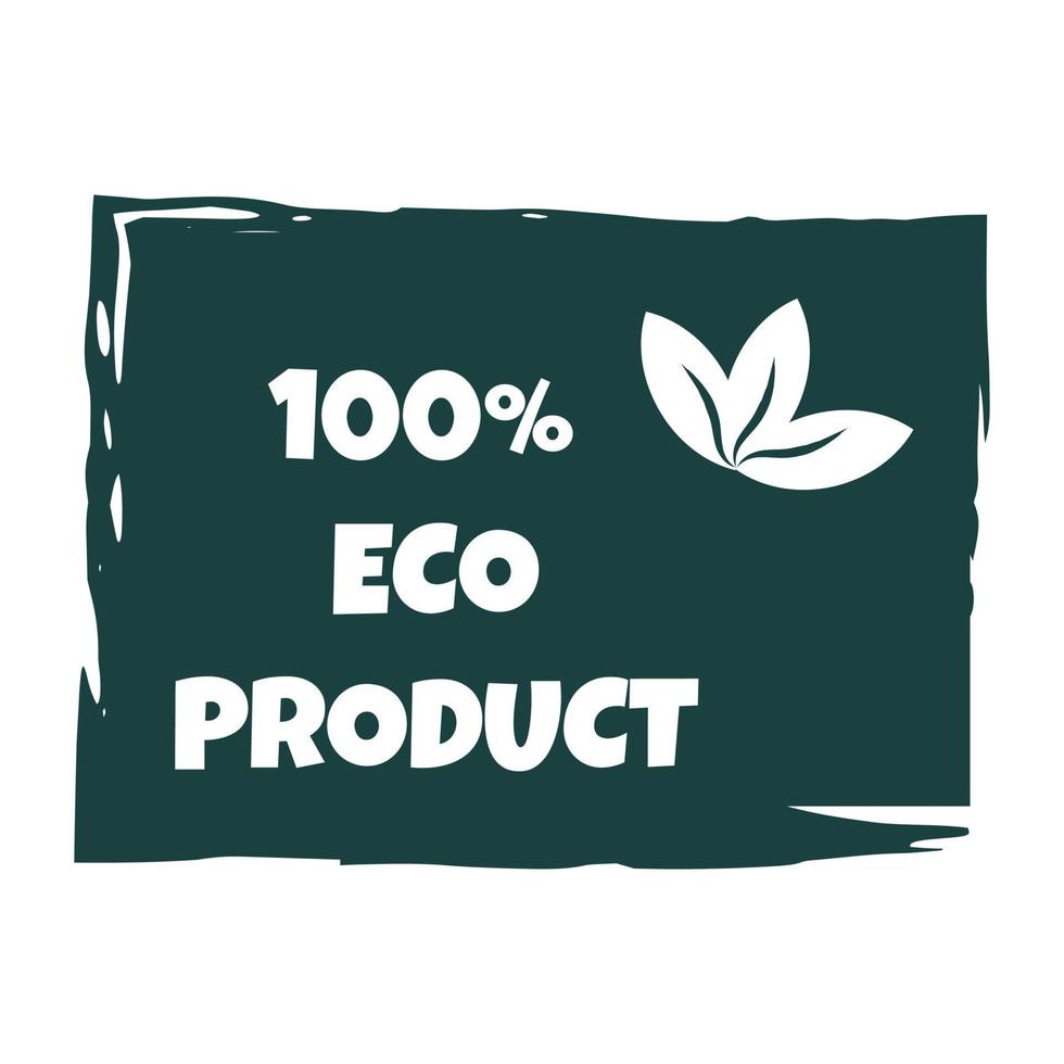 ícone para embalagens de produtos ecológicos em um fundo branco com uma folha. ilustração vetorial vetor