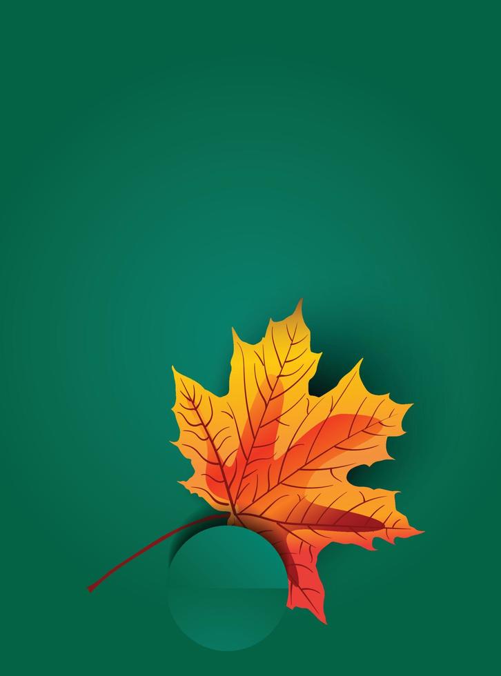 ilustração em vetor de fundo de artesanato de papel de folha de outono verde