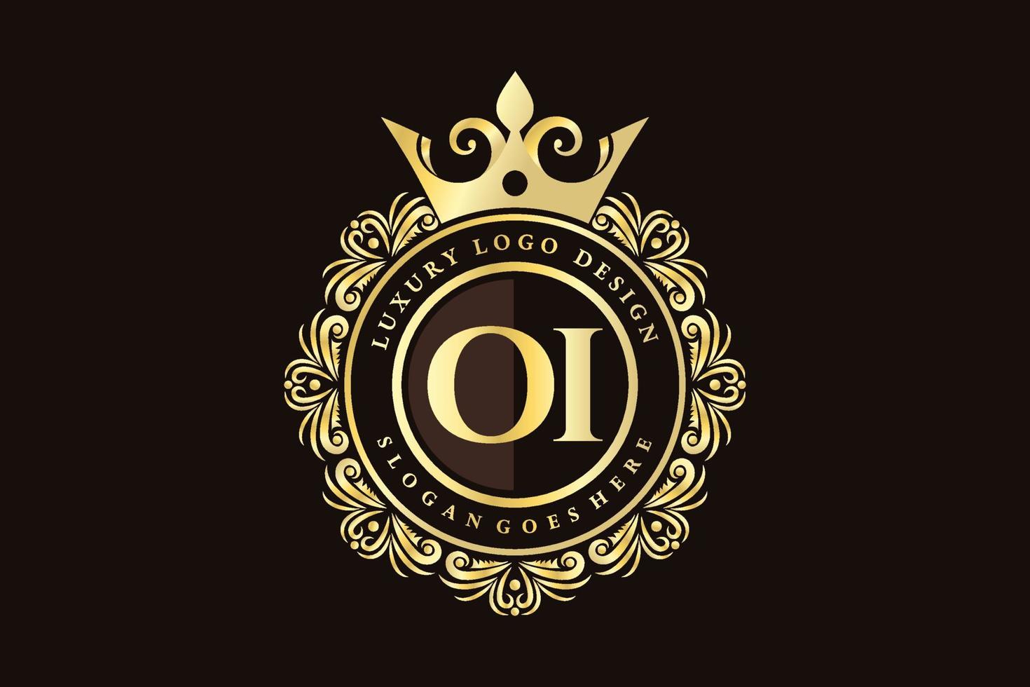 oi letra inicial ouro caligráfico feminino floral mão desenhada monograma heráldico antigo estilo vintage luxo design de logotipo vetor premium