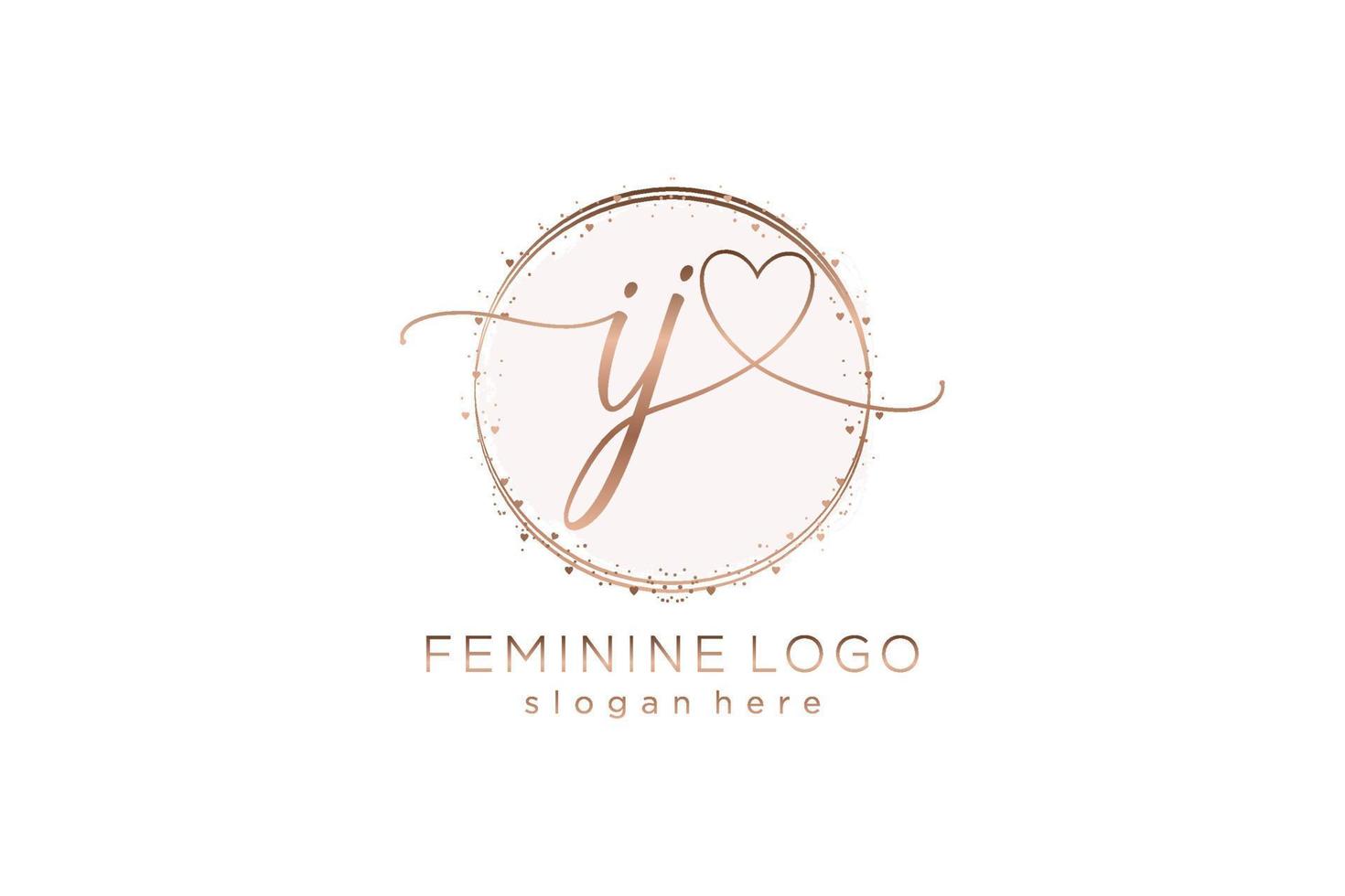 logotipo de caligrafia inicial ij com logotipo de vetor de modelo de círculo de casamento inicial, moda, floral e botânico com modelo criativo.