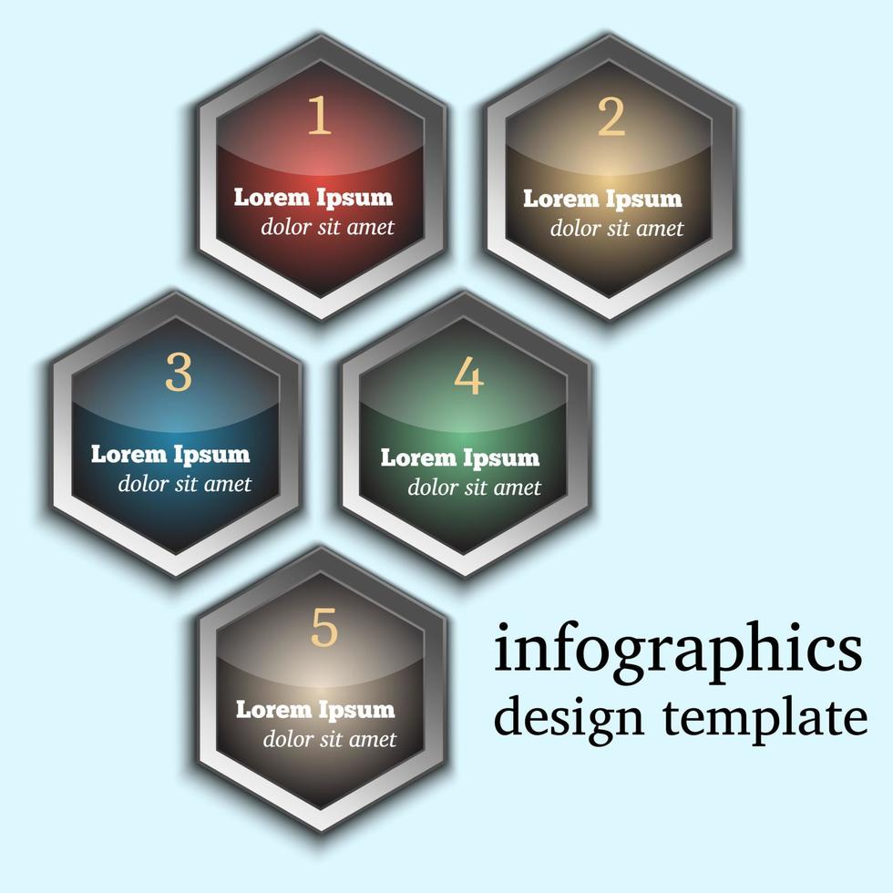 modelo de infográfico de vetor moderno com hexágonos e números. modelo de design de infográficos de negócios.