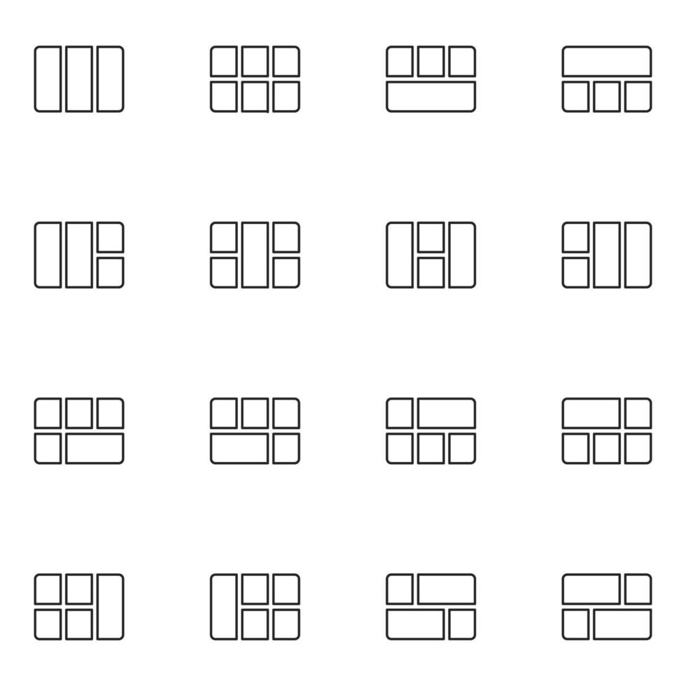 conjunto de ícones de linha de grade da web vetor