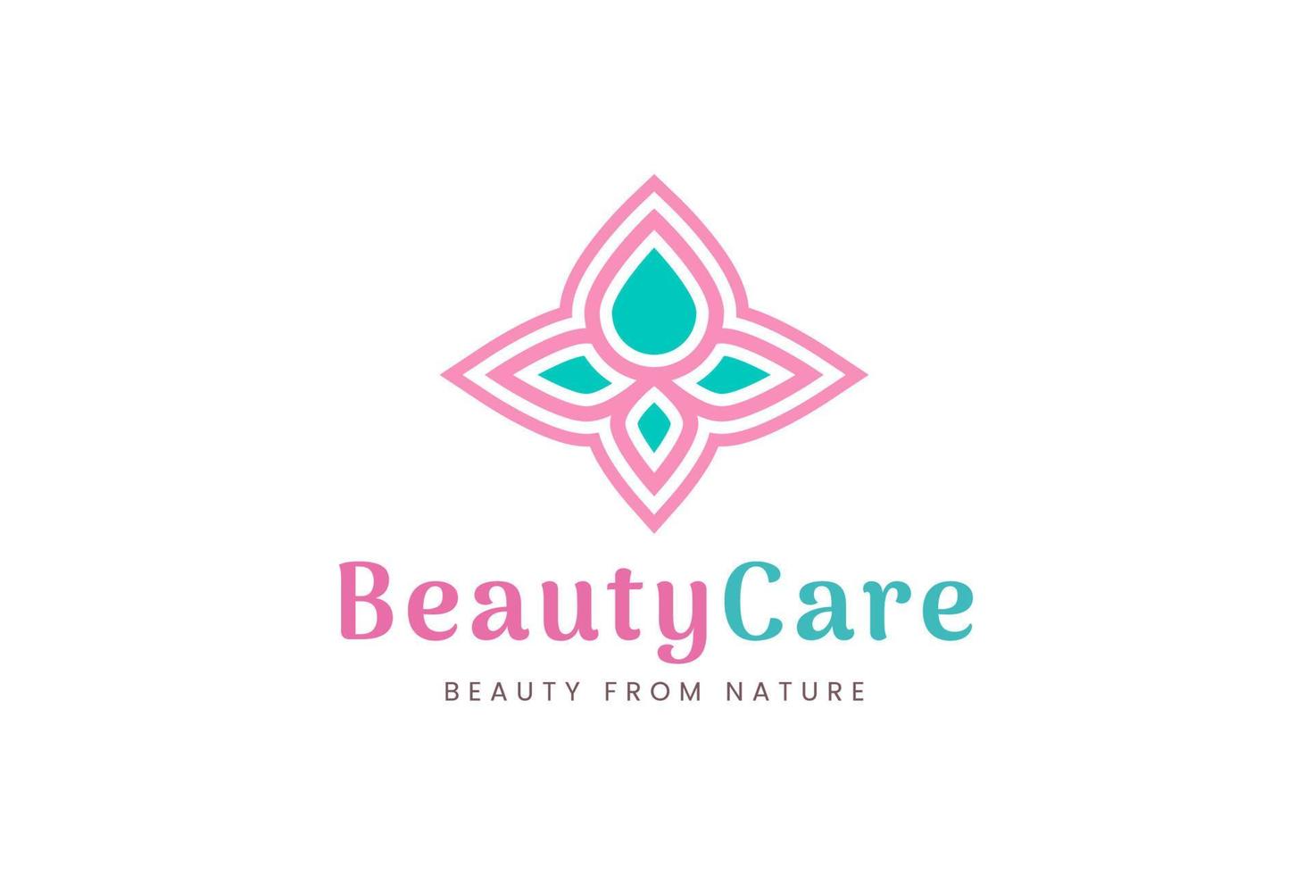 logotipo simples de cuidados de beleza com forma de gota e folha de óleo vetor
