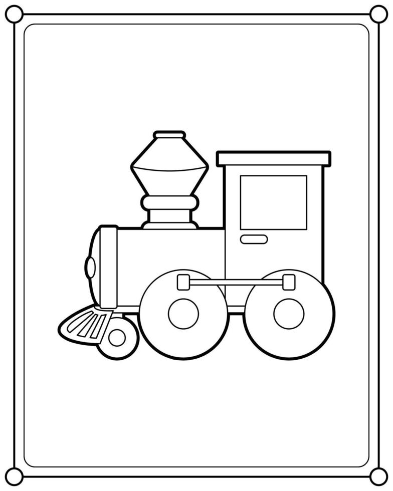 trem de brinquedo adequado para ilustração vetorial de página para colorir infantil vetor