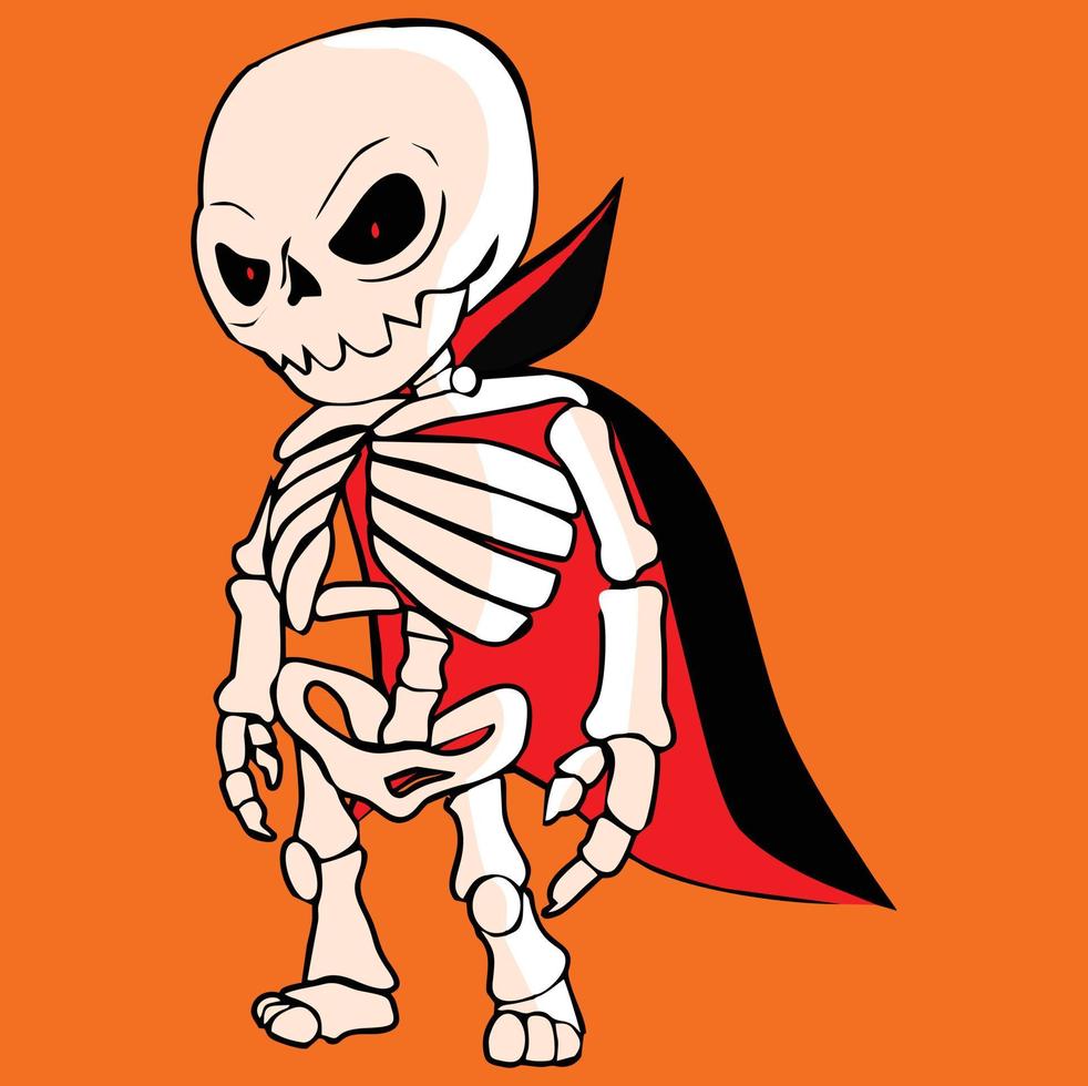 modelo de design de ícone de halloween de personagem de esqueleto de ilustração vetorial vetor