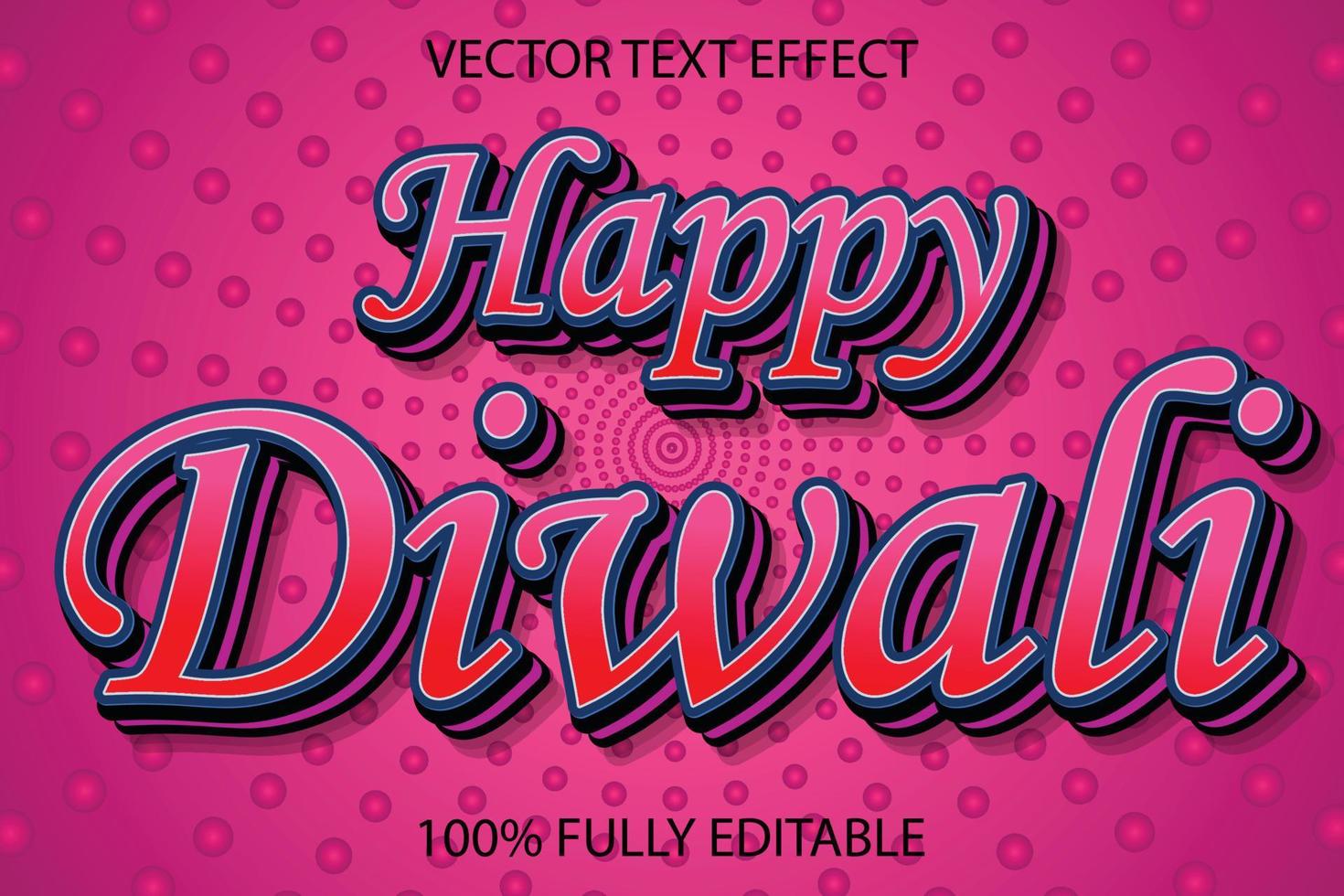 feliz vetor de efeito de texto diwali com fundo rosa colorido