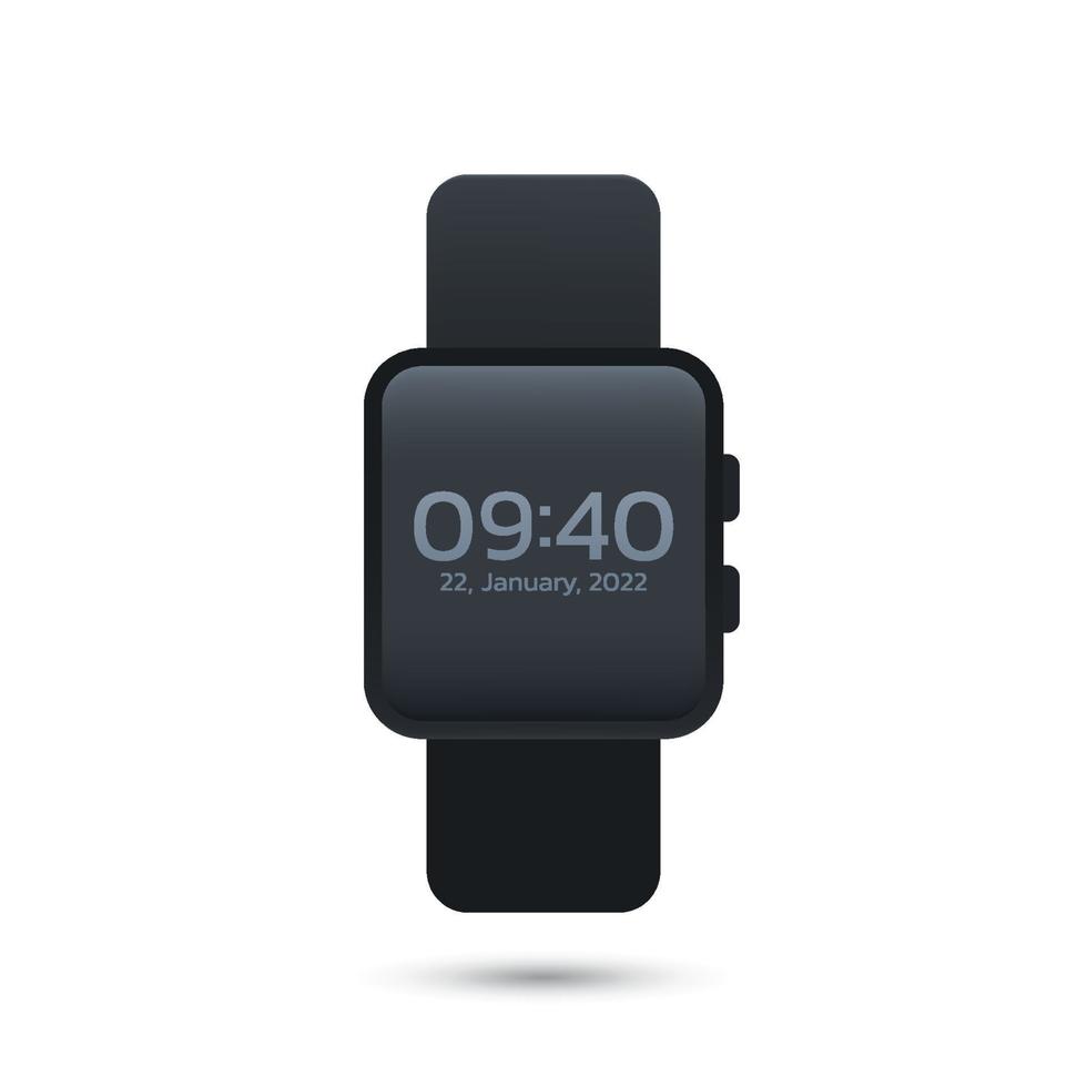smartwatch preto sobre fundo branco, vetor. vetor