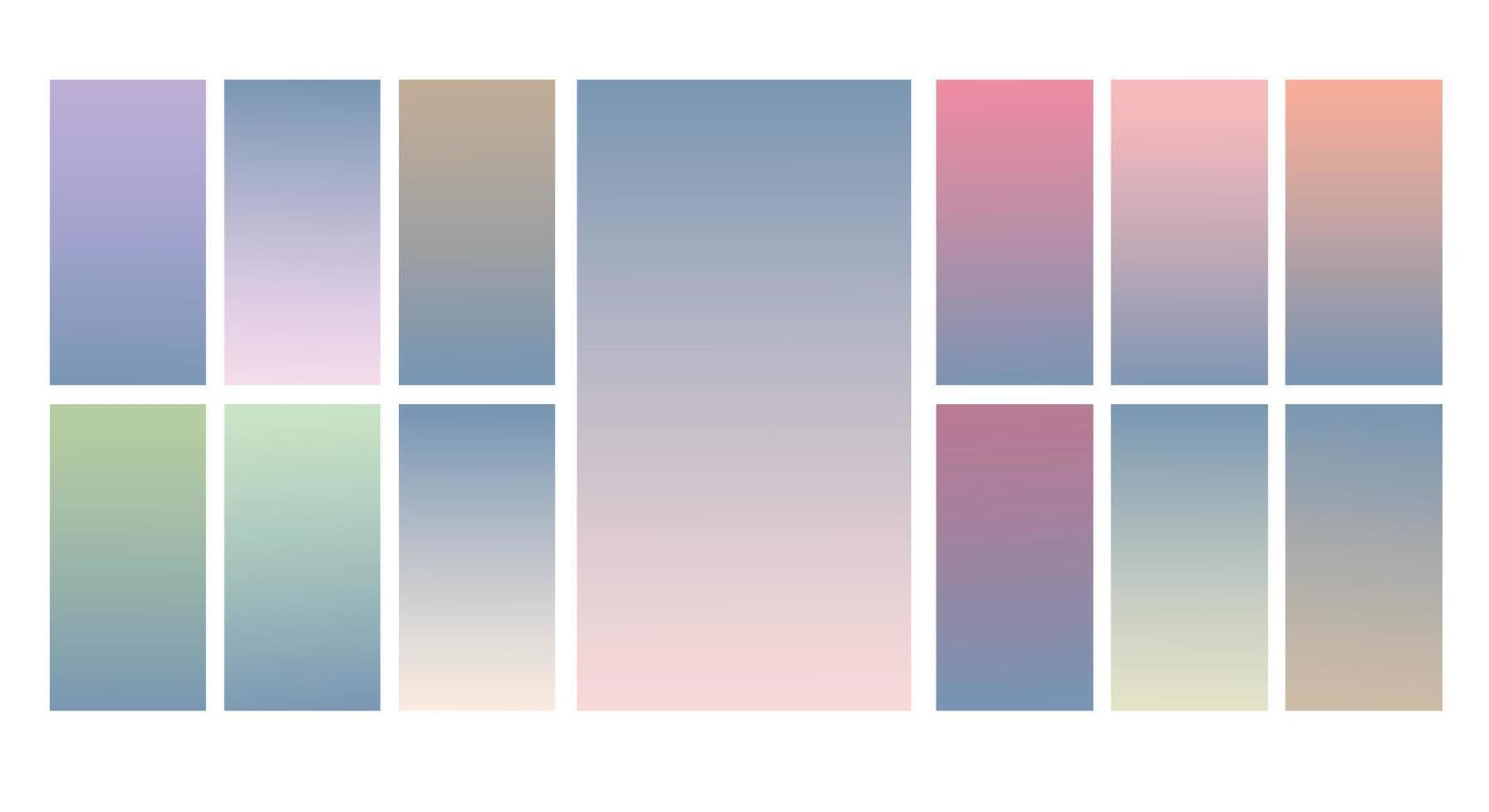 conjunto de fundo gradiente pastel. modelo de plano de fundo gradiente pastel suave. gradiente de tela moderna para web vetor