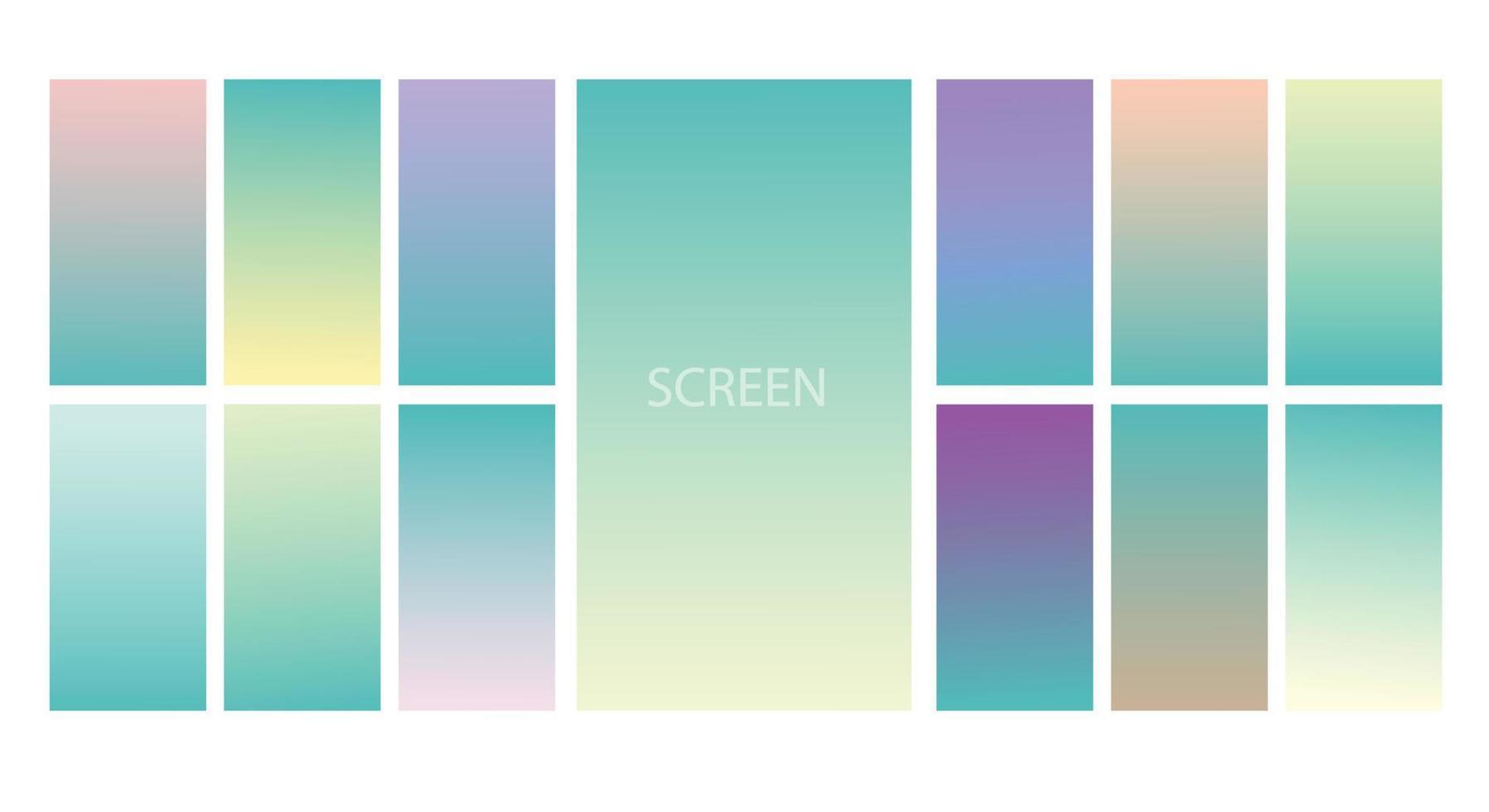 fundo gradiente pastel de vetor de tela moderna. gradiente de cores suaves e vibrantes para aplicativos móveis, design de plano de fundo. gradiente de cor suave brilhante para aplicativos móveis.