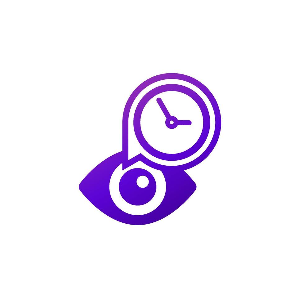 ícone de olho e relógio, veja o logotipo do vetor de tempo