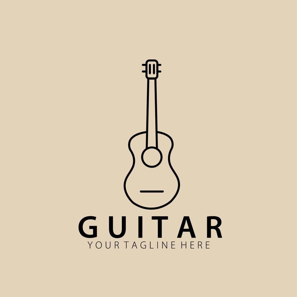 logotipo de arte de linha de guitarra, ícone e símbolo, design de ilustração vetorial vetor