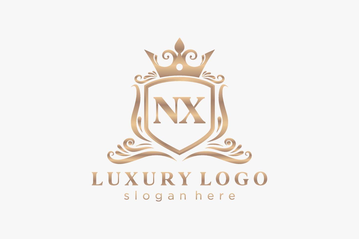 modelo de logotipo de luxo real inicial nx letter em arte vetorial para restaurante, realeza, boutique, café, hotel, heráldica, joias, moda e outras ilustrações vetoriais. vetor