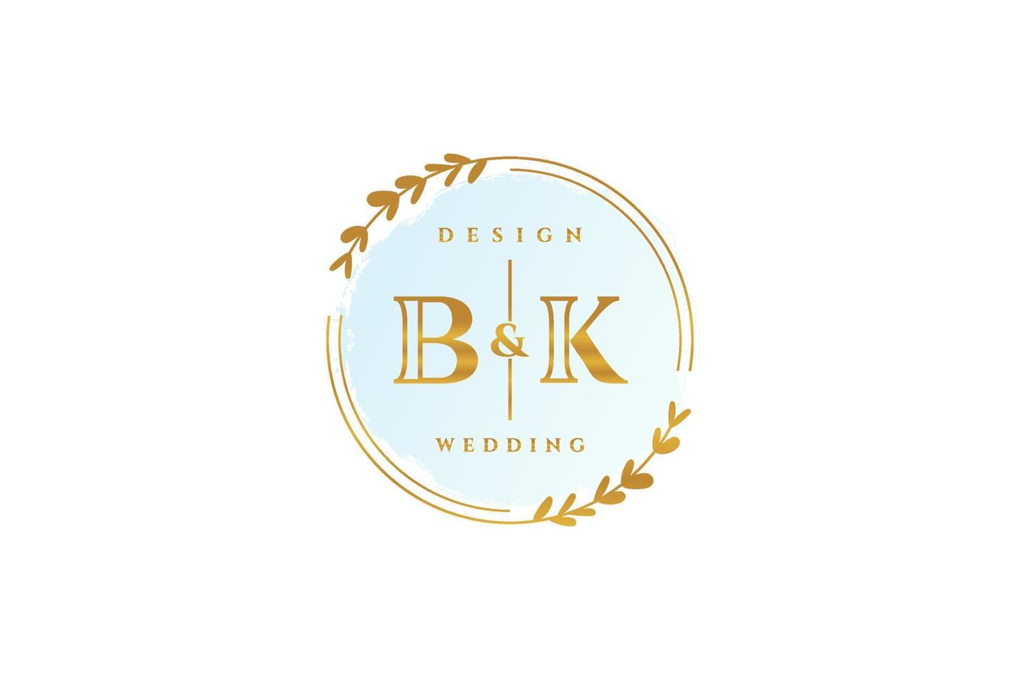 monograma de beleza inicial bk e logotipo de caligrafia de design de logotipo elegante de assinatura inicial, casamento, moda, floral e botânico com modelo criativo. vetor