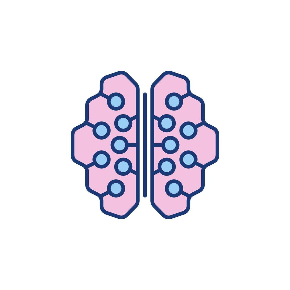 conexões de neurônios no ícone de vetor colorido do cérebro humano
