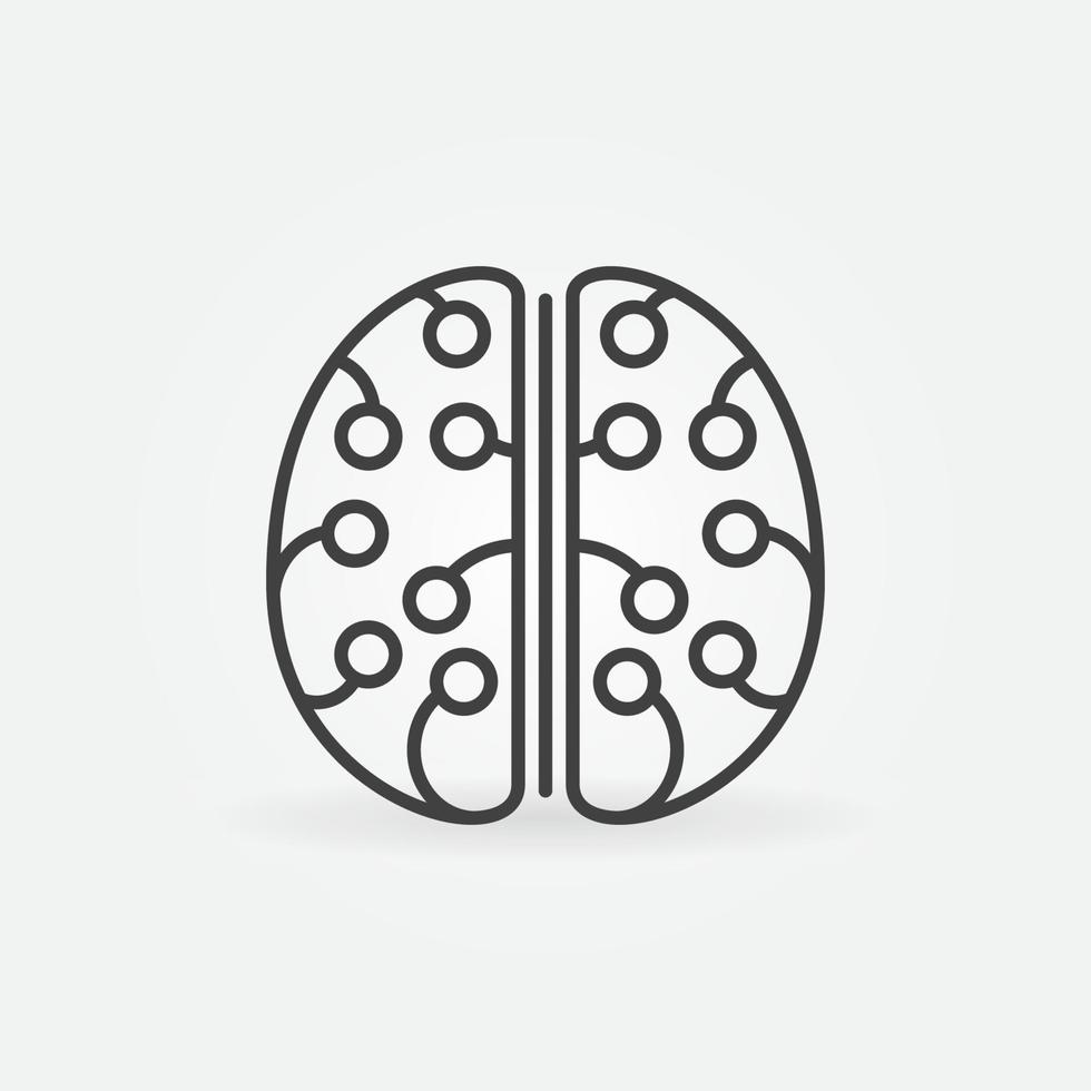 cérebro humano com ícone de conceito de vetor de linha de conexões de neurônios