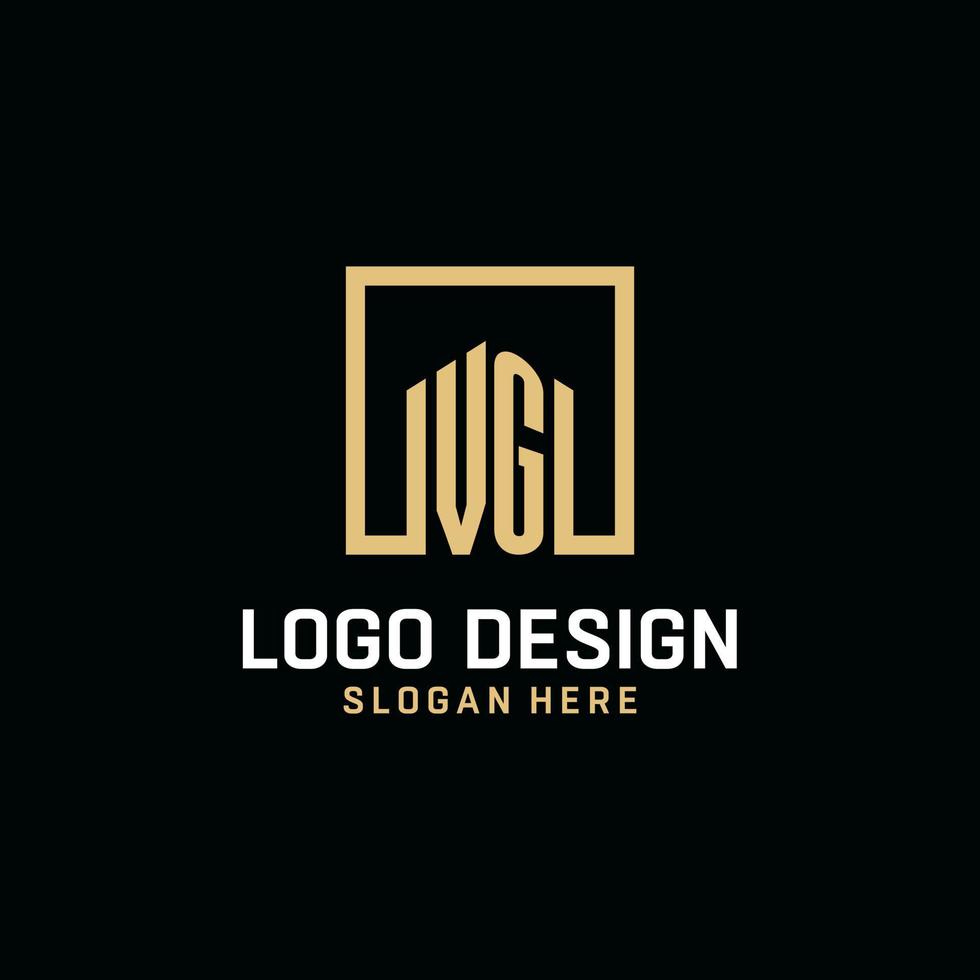 vg design de logotipo de monograma inicial com ideias de design de forma quadrada vetor