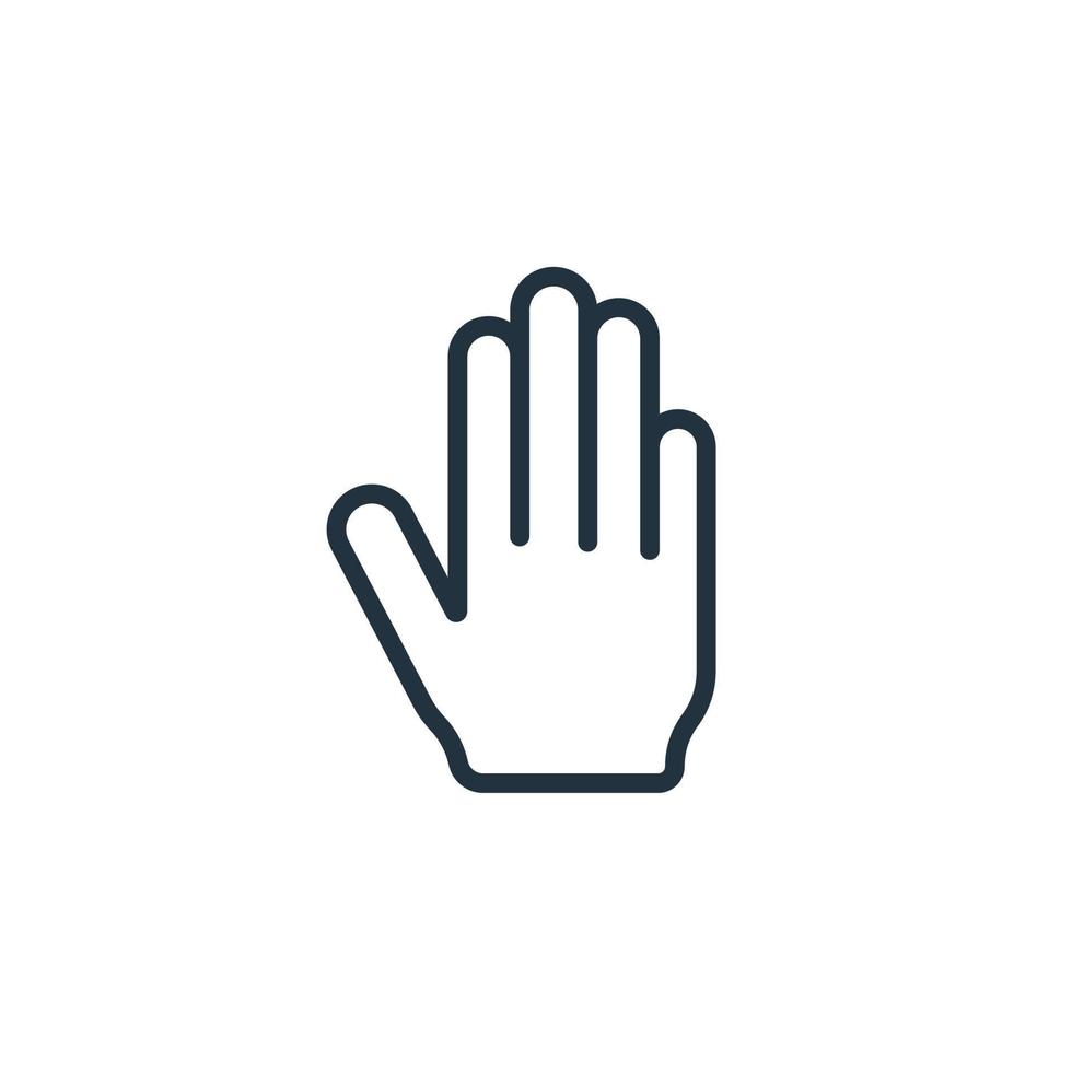 ícone de palma isolado em um fundo branco. símbolo web de mão para aplicativos web e móveis. vetor